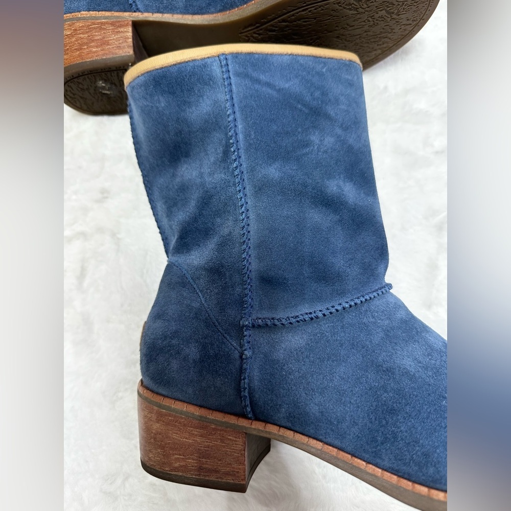 UGG Navy Suede Heeled Boots - Picture 13 of 15